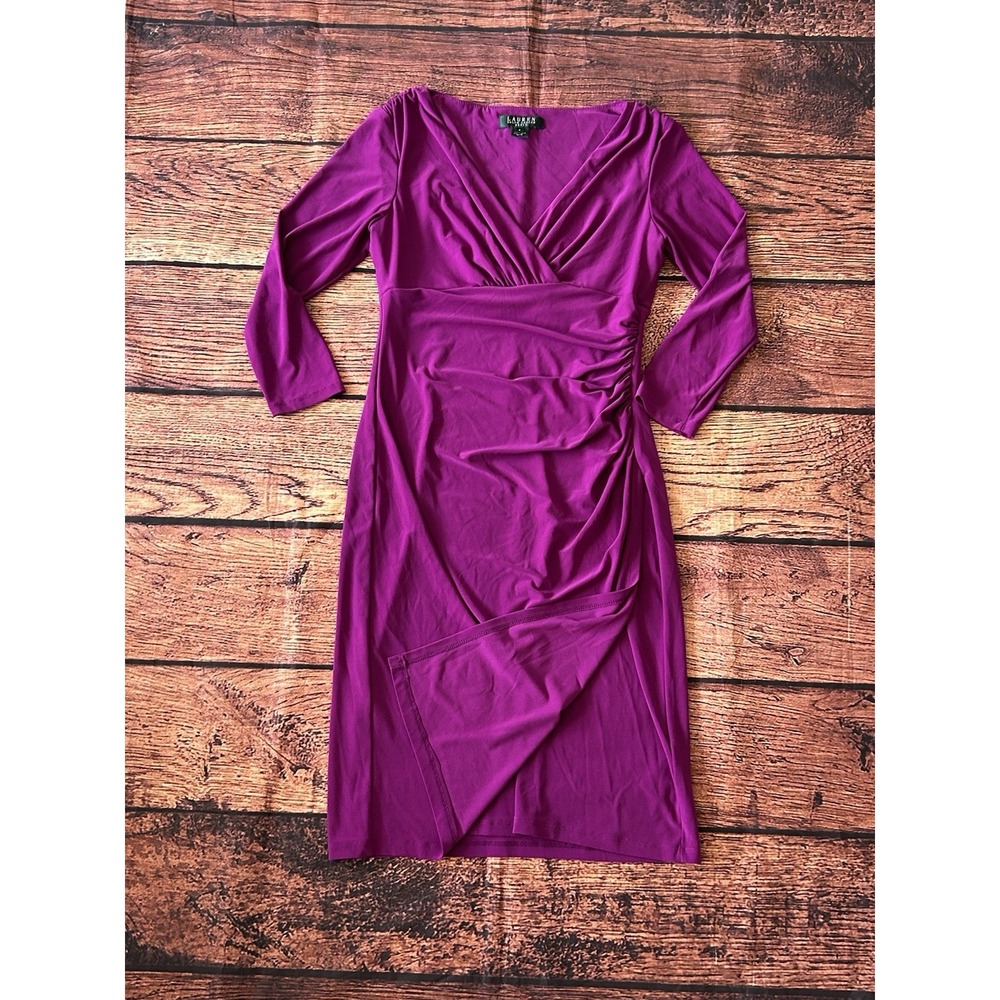 Laura Ashley Purple Wrap-Style Midi Dress